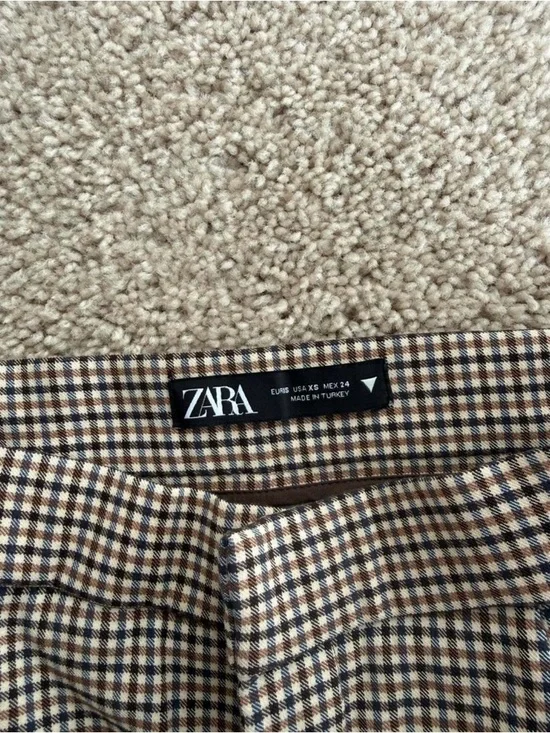 ZARA Brown Checkered Pocket Mini Skort - Picture 3 of 4